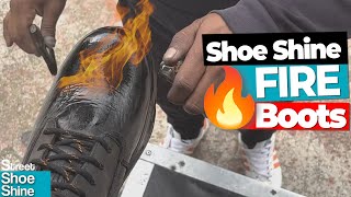 🔥🥾🔥 ASMR Shoe Shine Fire BOOTS ❤️‍🔥🥾❤️‍🔥 shoeshine asmr [upl. by Iturhs]