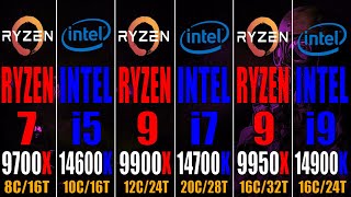 i5 14600K vs R7 9700X vs i7 14700K vs R9 9900X vs i9 14900K vs R9 9950X  INTEL vs RYZEN [upl. by Nadiya]