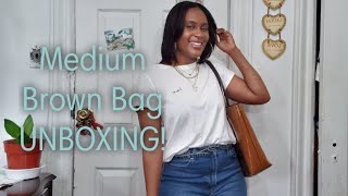 Bloomingdales Medium Brown Bag  zip top Unboxing plus warning [upl. by Haron]