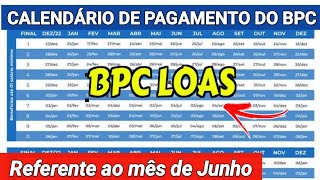 BPCLOAS CALENDÃRIO DE PAGAMENTOS DO BPC PARA O MÃŠS DE JUNHO CONFIRA [upl. by Arved977]