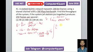 Slotted ALOHA  computer network  UGC NET computer science previous question solution June 2018 [upl. by Shargel336]