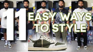 11 EASY WAYS TO STYLE TRAVIS SCOTT AIR JORDAN 1 LOW MEDIUM OLIVE [upl. by Ardiek384]