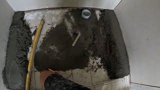 Screeding my shower base for a strip drain [upl. by Dauf]