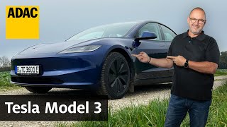 Allrad und hohe Reichweite Tesla Model 3 Facelift im Fahrbericht  ADAC [upl. by Tay232]