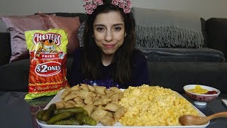 PIZZA ROLLS  MAC amp CHEESE  HOT CHEETO FRIES MUKBANG [upl. by Adilen]