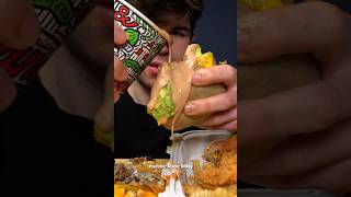 Eating Chipotle Burrito with Raising Cane’s Sauce asmr mukbang shorts burrito canes [upl. by Rofotsirk]