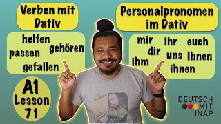 A1 Lesson 71  German Grammar  Personalpronomen im Dativ  Verben mit Dativ [upl. by Norine]