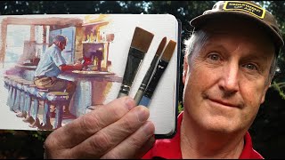 Gouache Painting Demo Drawing With a Brush [upl. by Sualkin]