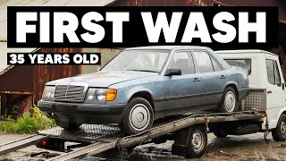 First Wash in Years Detailing a BARN FIND Mercedes W124 [upl. by Idell906]