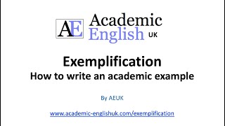 How to write an academic example exemplification [upl. by Ettenan]