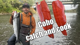 Fishing for coho salmon CATCH AND COOK [upl. by Cherie]