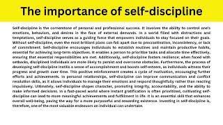 Short Paragraph on the importance of selfdiscipline [upl. by Niamrahc]