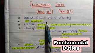 Fundamental Duties  lec26  Handwritten Notes  Indian Polity  An aspirant [upl. by Akeirahs]