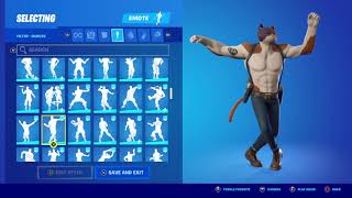 Skin Meowscles showcase with almost all emotes from fortnite 😹 [upl. by Harragan300]