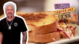 Guy Fieri Eats One MONSTER Pastrami Sandwich in Denver  Diners DriveIns and Dives  Food Network [upl. by Duahsar]