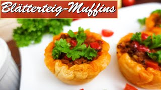 herzhafte Blätterteig Muffins mit Hackfleisch und Käse [upl. by Elleirad]