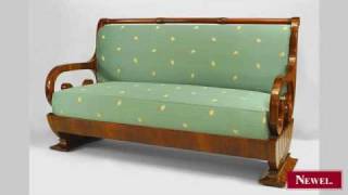 Antique Austrian Biedermeier walnut veneered settee with [upl. by Inalaehak]