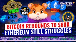 Crypto market BTC back to 60k ETH down by 10 Ripple vs SEC meme coins crash ⚡️ Hamster News [upl. by Ezequiel]