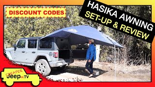 Setup and Review of the Hasika Versatility Tear Drop Awning and Hasika Tailgate Shade Awning Tent [upl. by Yllib]