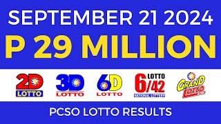 Lotto Result Today 9pm September 21 2024  PCSO Complete [upl. by Shayla193]