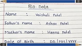 Biodata format  how to write biodataResume  Biodata kaise banaye How To Make BioData In English [upl. by Dyol973]