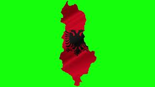 Albania shaped Flag on Green Screen Waving FREE USE [upl. by Hamel]