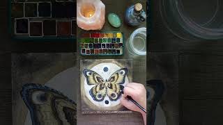 Lunar Butterfly Painting in Granulating Watercolor [upl. by Enileve]