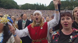 Tens of thousands of Estonians perform mass folk singing [upl. by Pressman382]