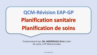 QCMRévision EAPGP Planification sanitaireplanification de soins [upl. by Romina731]