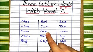 Three Letters Words in English Learning video for childrens [upl. by Barvick]