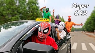 Bros SpiderMan vs Super CAR Taxi  Comedy by FLife TV [upl. by Javler]