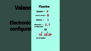 Fluorine valency electronic configuration atomic number and the number of shells short chemistry [upl. by Bremble]