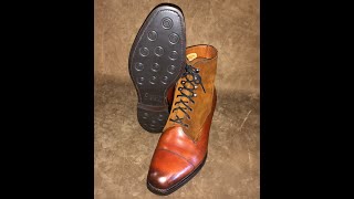 Edward Green Boots Refurbished with Dainite Soles as well as a Saphir treatment and Leather Patina [upl. by Jegger]