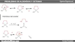 Problema 3 Formación e hidrólisis del acetal del benzaldehído y del etanodiol [upl. by Vernen]