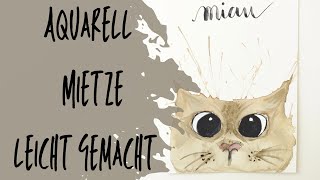 Süße Katze mit Aquarell malen  für Einsteiger [upl. by Xineohp]