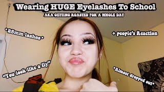 wearing HUGE lashes to school 😂 I got Roasted [upl. by Ahsiuqel]