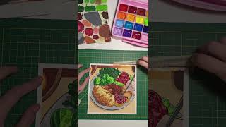 Food Painting  Himi Jelly gouache paint 🩷 satisfying painting himigouache [upl. by Aneen]