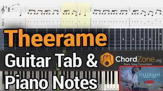 Theerame  KS Chithra Sushin Shyam  EASIEST WAY TO PLAY on Guitar Tab and Piano Notes  Tutorial [upl. by Rolf]