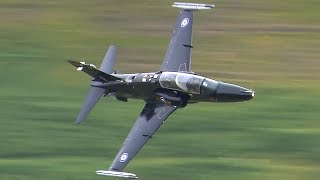 RAF Hawk T2 low level passes in the Mach Loop Wales [upl. by Noiemad]