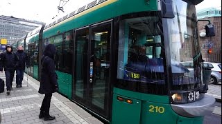 Finland Helsinki tram No 5 ride from Central Railway Station to Viking Line  Skatuddens Terminal [upl. by Shushan]