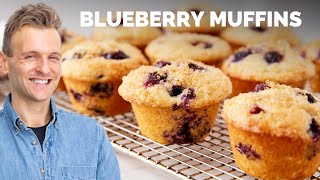 Super Easy Blueberry Muffins Recipe [upl. by Enitsuj]