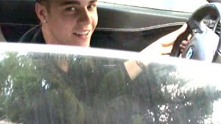 Justin Bieber Speeds Around In His Ferrari Gives Photog Advice 2012 [upl. by Celia231]