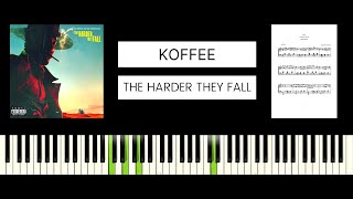 Koffee  The Harder They Fall BEST PIANO TUTORIAL amp COVER [upl. by Attenat]