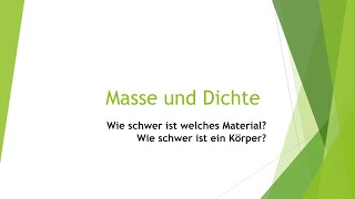 Mathe Masse und Dichte einfach und kurz erklärt [upl. by Melas]