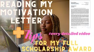 READING MY FULL SCHOLARSHIP MOTIVATION LETTER TIPS TO WRITE A STELLAR COVER LETTER [upl. by Ellesor]