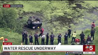 Body RECOVERED from vehicle in Wauconda retention pond [upl. by Winnie529]