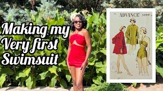 Making my first swimsuit using a vintage pattern  Advance 5099 [upl. by Nahtaoj]