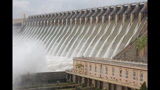 Nagarjuna Sagar Dam All Gates Opened  Rare view of Nagarjunasagar Dam on Krishna River  Hybiz TV [upl. by Ecahc]