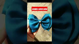 Double layer bow making diycrafts bow bowmaking stitching SewingTipsByMukta [upl. by Erroll482]