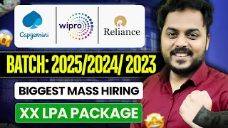 Biggest Hiring  Wipro Capgemini amp Reliance Off Campus Drive  Batch 2025 2024 2023  Apply Now🔥 [upl. by Biddick319]